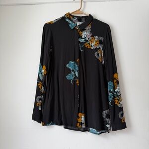 Soyaconcept Size L Black Floral Blouse